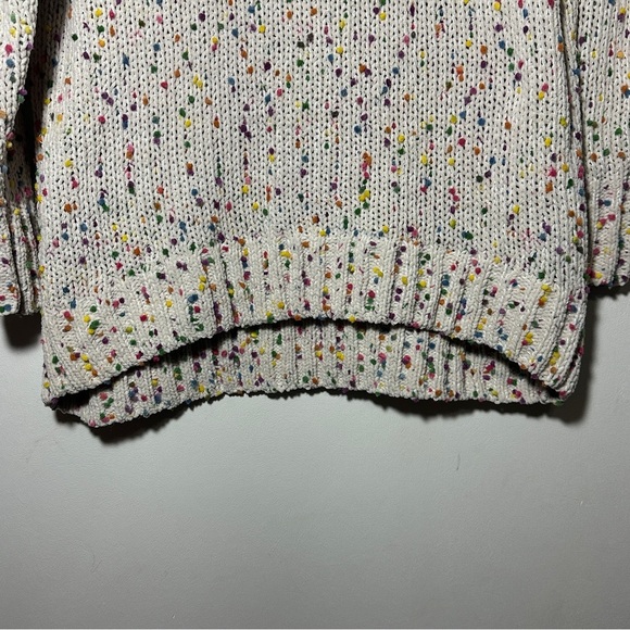 Seven 7 Chunky Popcorn Confetti Knit Sweater Cream High-Low Hem Size Small - Picture 4 of 8